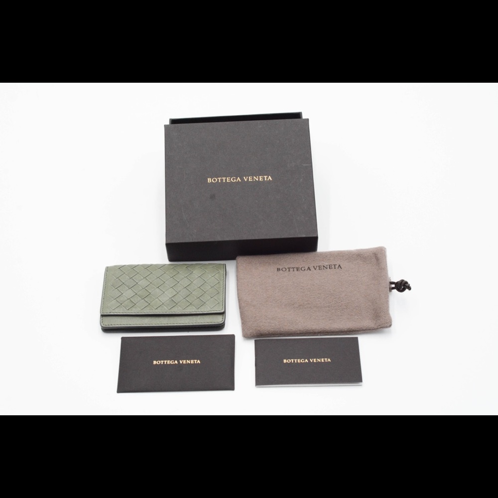Bottega Veneta Intrecciato Card Case In Moss Green